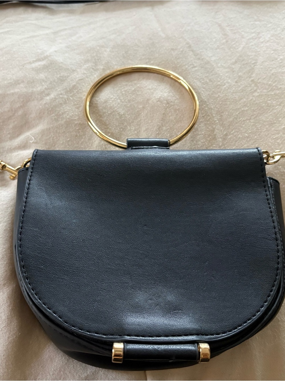 Banana Republic Factory Black Crossbody with Gold Ring Handle
